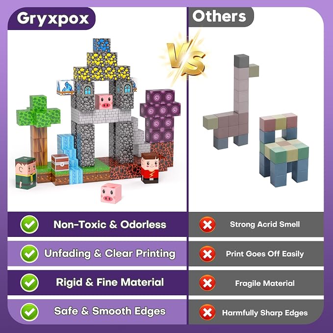 Magnetic Building Blocks, Stacking Magnets,STEM Sensory Toys,Kids Gifts | STEM Learning Blocks,Best Gift for Kids,Safe and Strong Magnetic,Magnet Tiles with Lava Portal World Blocks Toy