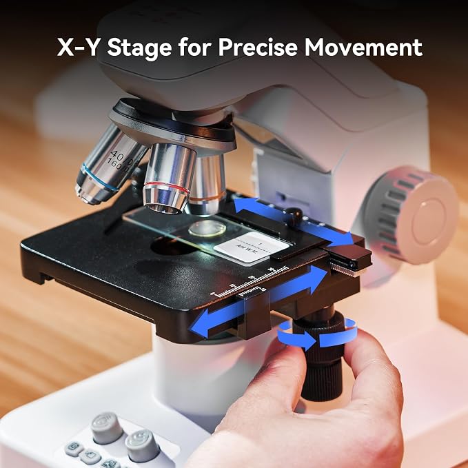 TOMLOV DM301 Max Microscope for Kids Students Adults, Science Experiments | 7" Screen, X-Y Metal Stage, TV/PC Display, Camera & Video, Wireless APP Share, Dual LEDs, 1200X Biological Science Slides Kit