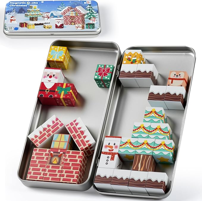 Magnetic Building Blocks for Kids 3-8, STEM Travel Toys with Storage Box | Montessori Educational Toys, Free Play & Easy Storage, Creativity & Imagination, Birthday & Christmas, Gifts