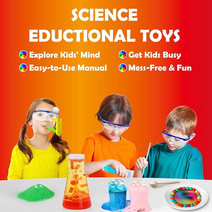 UNGLINGA 33 Experiments Science Kit for Kids | Science S.T.E.M Toys Gifts for Boys Girls Learning Educational Chemistry Set, Volcano Erupting, Scientis Kit