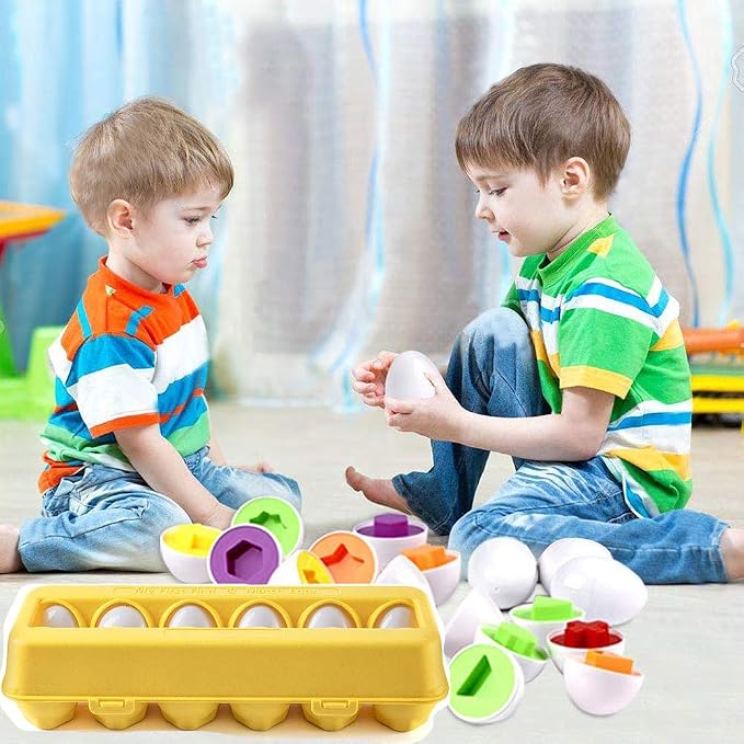 JUNBESTN Easter Matching Eggs Connect Eggs Parlour Games Toys Gifts for 2 3 Years Old Kids Toddler Baby Girls Boys Shape Color