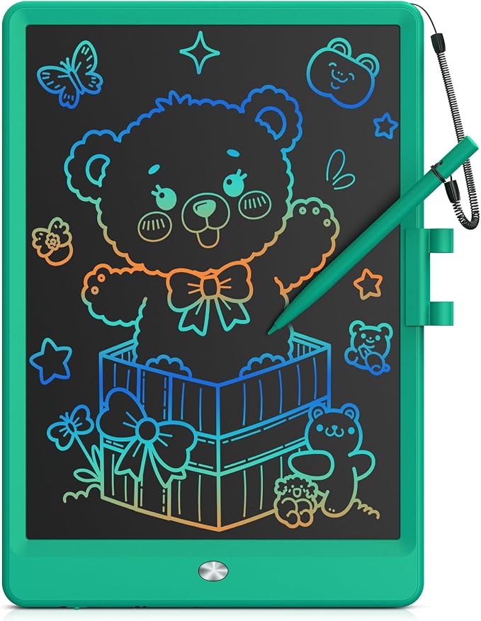 Bravokids 10 Inch LCD Writing Tablet for 3-8 Year Olds - Electronic Drawing Pad and Doodle Board as Educational Birthday Gifts for Girls and Boys (Dark Green)