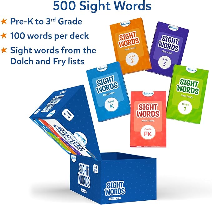 Skillmatics Flash Cards – Sight Words, Vocabulary & Spelling Learning Game | Perfect for Kindergarten, 1st, 2nd, 3rd Grade, Includes The Dolch & Fry Word List, Educational Gift for Ages 4, 5, 6, 7, 8