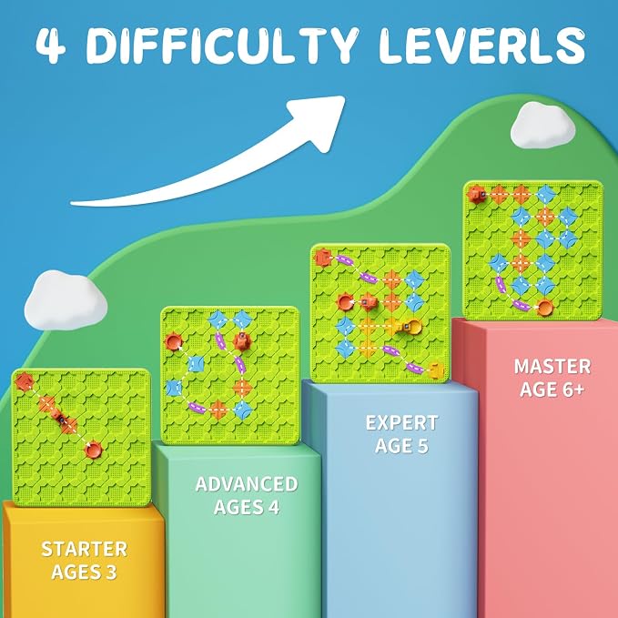 Brain STEM Activity Logic Kits: 200+ Challenges Educational Playthings | Interactive Puzzle Maze Solutions For Kids Ages 3-10 - 4 Difficulty Levels Portable Learning Resources Skill Builder Toy