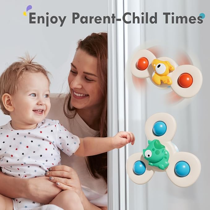 Suction Cup Spinner Airplane Travel Toys for 1 Year Old Boy Girl | Spinning Top 12 18 Months,1 2 Year Old Boy Birthday Gift,Baby Bath Toy for Kids Ages 1-3,Sensory Toy for Infant Toddlers