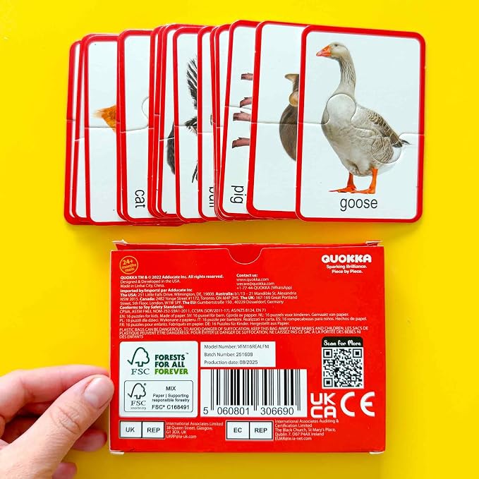 Puzzles for Kids Ages 2-4 - 16 Matching Kids Puzzles Ages 3-5 | 100% Self-Correcting Educational Puzzles with 16 Realistic Farm Animals - 32 Pieces Memory Matching Games for Boys and Girls