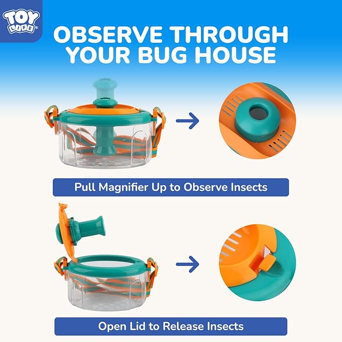 TOY Life Bug Catcher for Kids Outdoor Toys with Butterfly Net, Kids Binoculars, Magnifying Glass, Bug Habitat with Magnified Viewer & Bug Toys Tweezers, Insects Bug Catching Kit Outdoor Explorer Kit