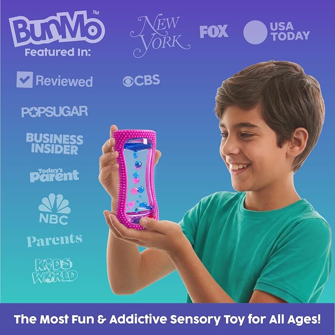 BUNMO Liquid Motion Bubbler Sensory Toy for Kids & Adults – Gentle Fidget Toy for Mindfulness – Stimulating Visual Sensory Experience – Colorful Bubble Fidget Timer for Desk & Travel - Purple
