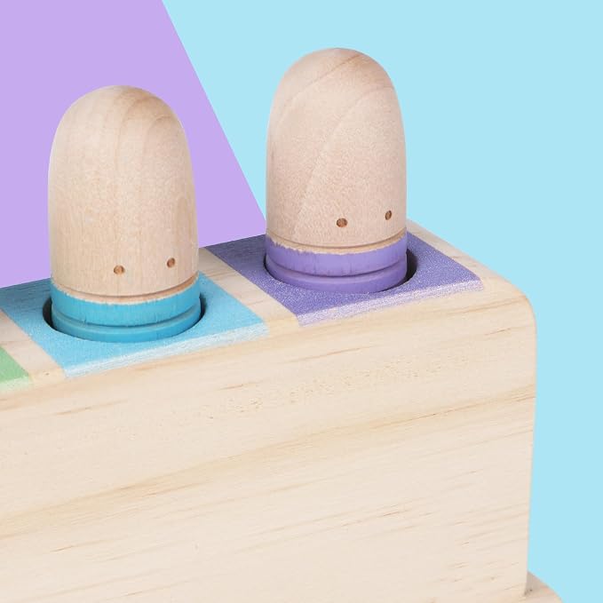Wooden Pop Up Puppets|Wooden Cause and Effect Toys for Boys & Girls, Montessori Color Matching Toys,Special Festival Gift for Kids 2 3 4 (Rainbow)