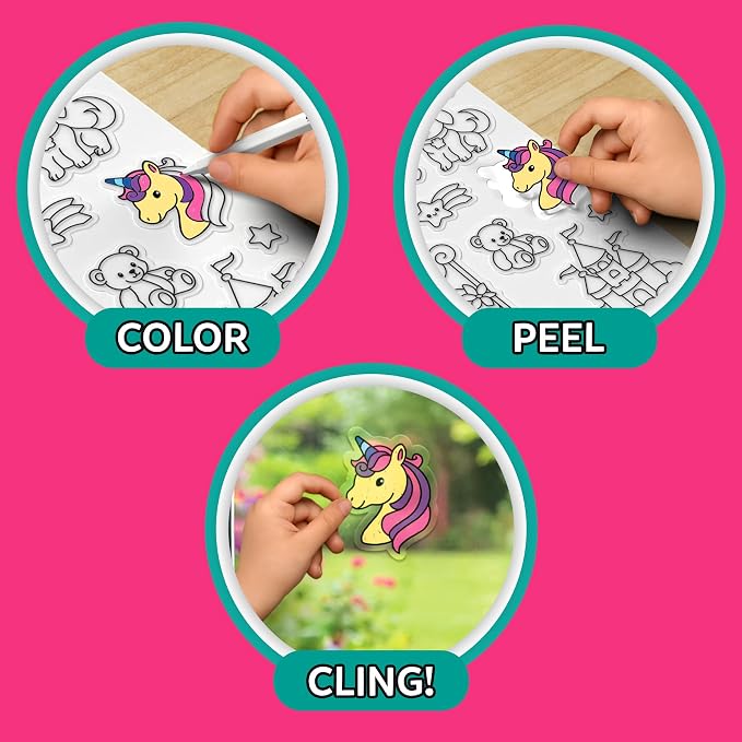 Skillmatics Color Clingz – Unicorns & Princesses, Reusable Static Stickers | 50+ DIY Stickers, Travel Toys, Mess-Free, Window Art & Craft Kit, Gifts for Toddlers, Girls & Boys Ages 3, 4, 5, 6, 7