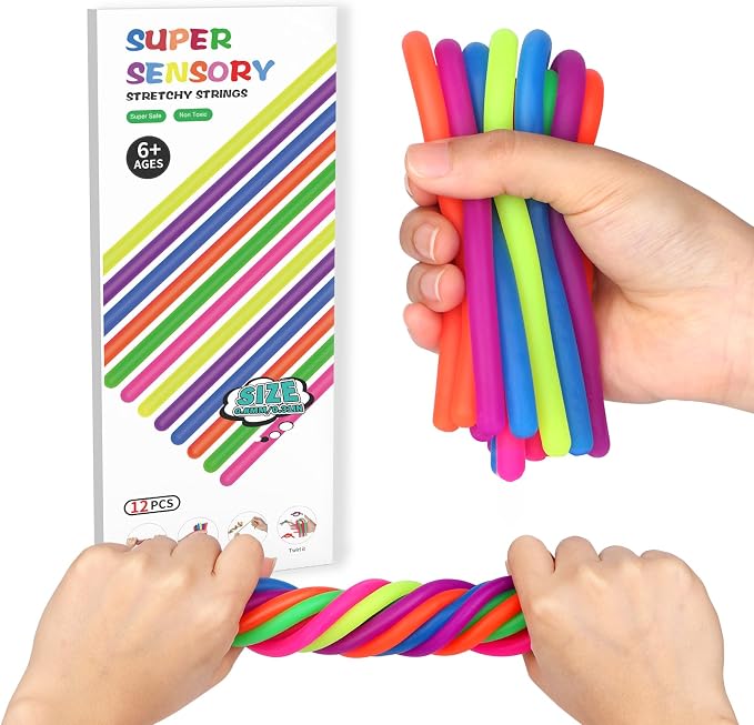 Sensory Toys for Kids,Fidget Stretchy Strings for Stress,12 pcs Thin | Sensory Toys Special Needs for Autistic ADHD Autism Children Toddlers Boys Girls,Halloween Christmas Party Favor