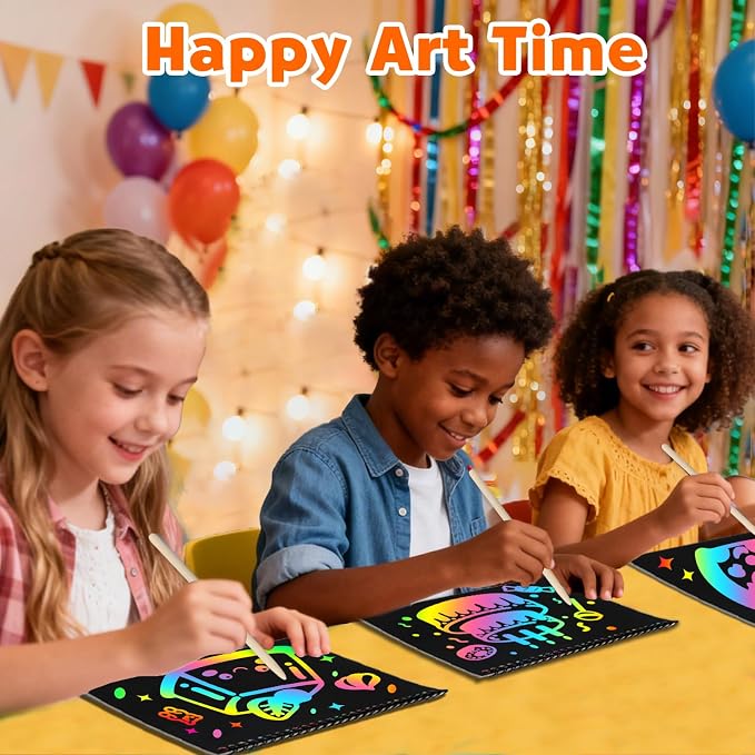 ZMLM Scratch Paper Art-Crafts Gift: 2 Pack Rainbow Notebooks Supplies Toys | Art Crafts for 3 4 5 6 7 8 9 10 11 12 Years Old Girls and Boys Kids Birthday Christmas Party Travel Games Activities Food