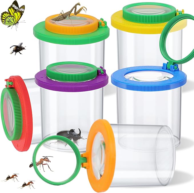Coopay 6 Pcs Insect Bug Viewer for Kids - Bug Jars, Critter Insect Cage, Bug Container, Bug Catcher, Magnifying Insect Box for Children, Kids Science Nature Exploration Collecting Kit