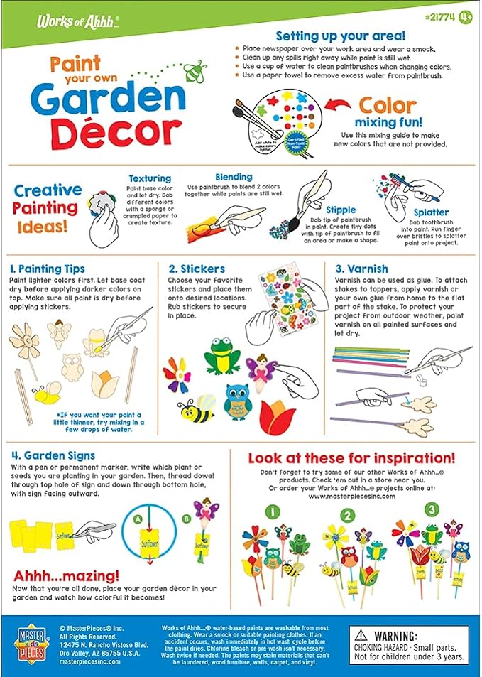 Garden Decor Wood Paint Kit - Wood Craft Kit, Educational, Fun - Ages 4+