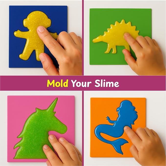 DIY Slime Making Kit for Kids 4+ Years, Create Glitters, Includes Moulds | Unicorn Dinosaur Mermaid Themes, Instruction Manual & Collectibles Inside, Birthday Gift for Boys & Girls