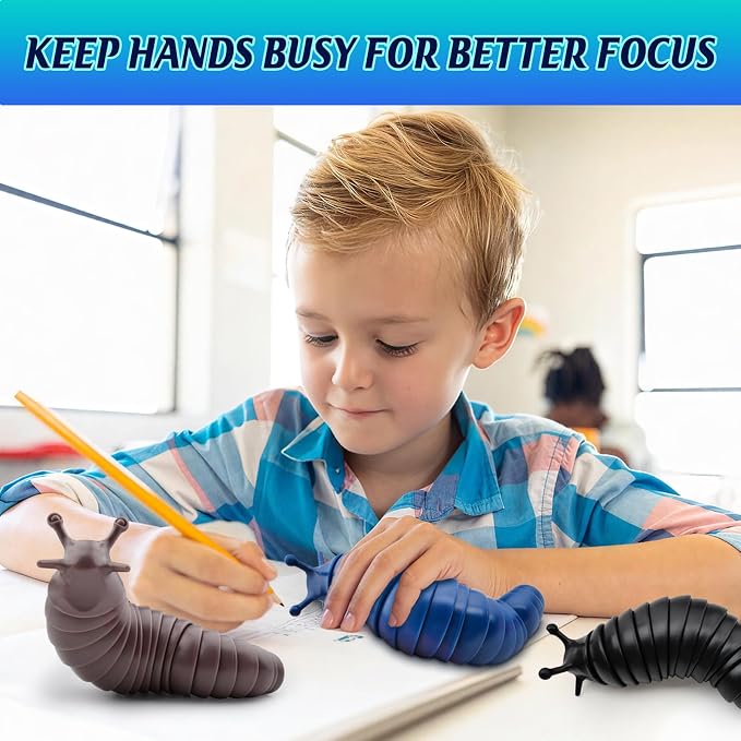 Cevioce Fidget Toys Adults Teens Kids 3Pcs Cool Gadgets Desk Sensory Fidget Slug Toys Sensory Toy for Autism ADHD Anxiety Stress Relief Toys Easter Basket Stuffers Gifts for Men Boys