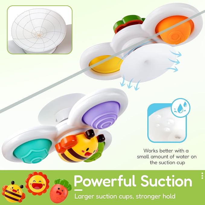 Pop Suction Cup Spinner Airplane Travel Toys for 1 Year Old Boy Girl | Novelty Spinning Tops Infant 12 18 Months,1 2 Year Old Boy Birthday Gift for Toddlers ,Sensory Baby Bath Toy Kids Ages 1-3