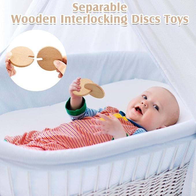 Zhanmai 5 Pcs Wooden Baby Toys Montessori Toys for 0-6-12 Months Sensory Baby Rattles with Bells Push Car Wooden Newborn Boys and Girls Gifts for Toddlers 1-3 Years Infant Grasping Sensory Development