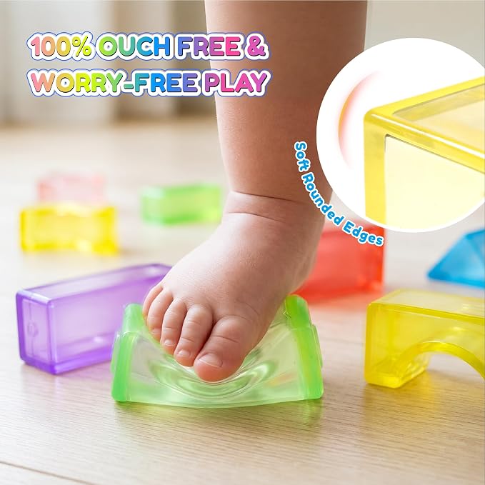 33PCS Soft Sensory Building Blocks for Toddlers, House Garden Gummy Bloc | Preschool Educational Creative Play, Montessori Squeezable, Stretchable Early Learning Construction Playset, Puzzle Blocks