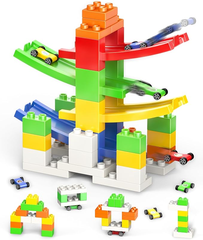 DIY Building Blocks Car Ramp Race Track Toy for Boys Ages 3+, STEM Gift | Build, Rebuild & Race! Creative Blocks with Multiple Models Inspire Open-Ended Play, Imagination and Hands-On STEM Learning