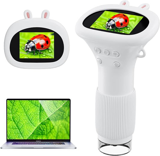 Microscope for Kids, Ahalfcit 1000X Handheld Digital Microscope with 2” HD IPS Screen, Portable Mini Camera for Exploring Nature, Science Educational Toy, Birthday Gift for 3-12 Years Old Boys Girls