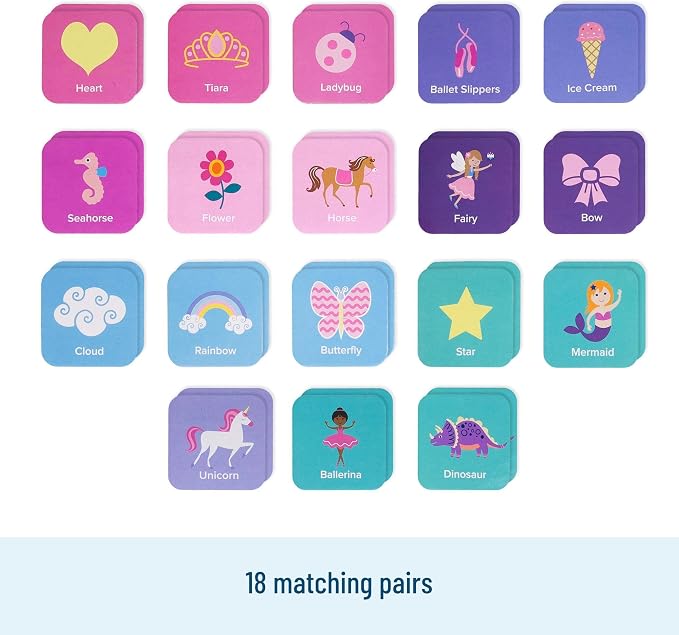 Wildkin Memory Matching Game – 18 Educational Pairs for Toddlers & Preschool - Enchanted
