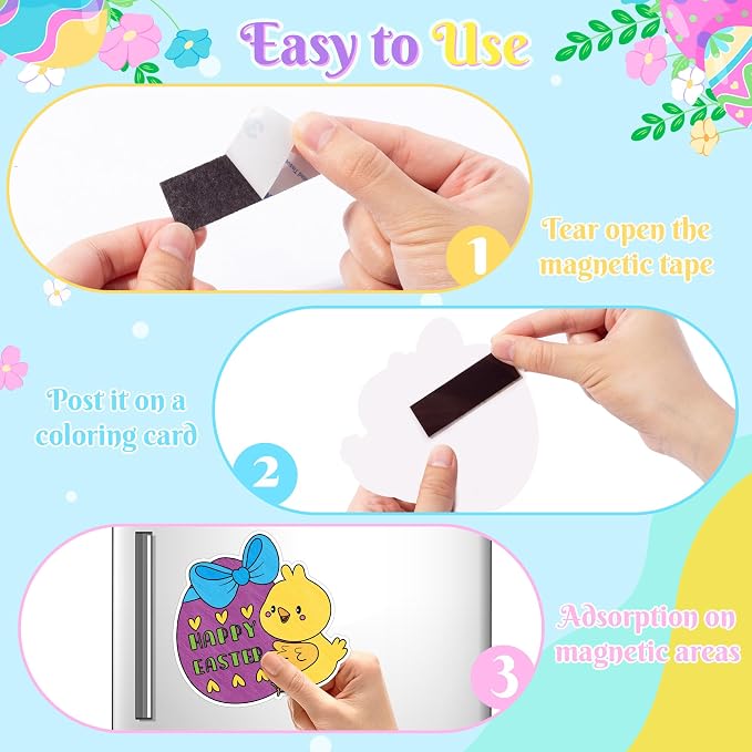 Easter Cartoon Coloring Arts Crafts Kit - 30Pcs Cartoon Color Your Own Magnets for Kids Egg Bunny Sheep Chicken Blank DIY Coloring Magnet for Easter Birthday Party Spring Holiday Favor Basket Supplies