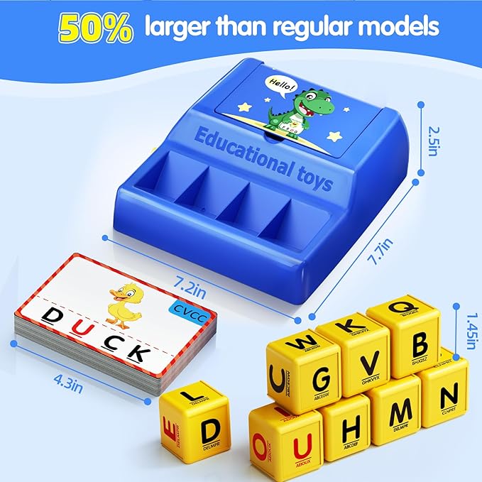 Montessori Matching Letter Game Toys for 3 4 5 Year Old Boy Girl Gifts Kids | Early Educational Learning Spelling Toys for Toddler, Preschool, Bigger Size, Storage Function, Christmas Birthday Gifts