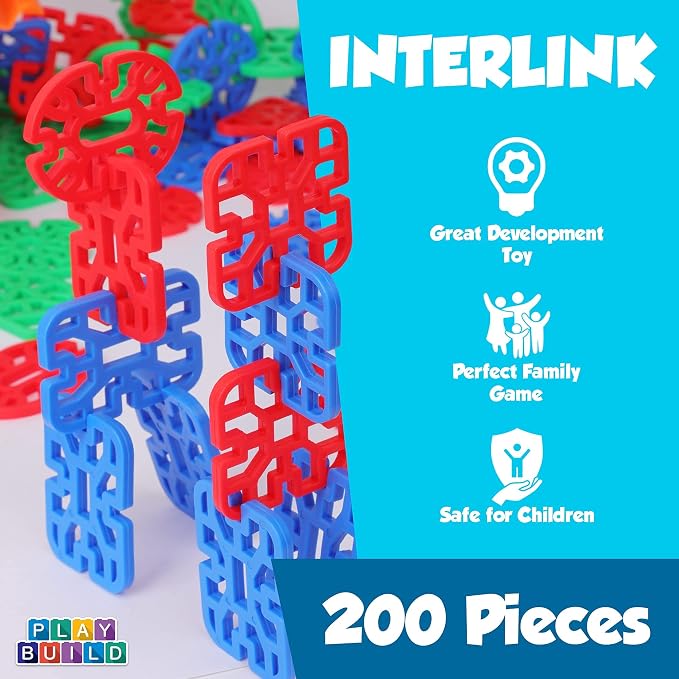 Interlinks Connector Building Toys, Interlocking Stem Toys for Boys and Girls, Baby and Toddler Toys, Creative Construction Stem Building Toys, Ages 3+