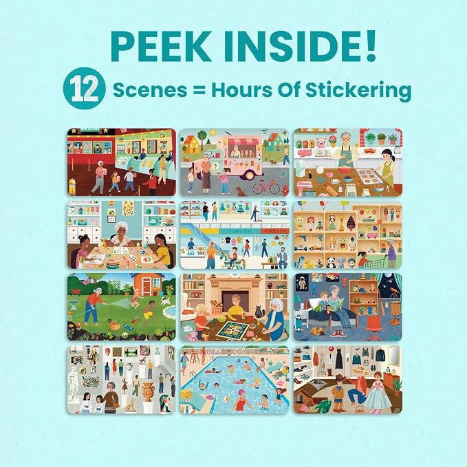 Cupkin Spending Time with Grandma Coloring & Sticker Book | 500+ Stickers | Spiral-bound kids craft format with 12 scenes, 12 art pages, side-by-side viewing, and an easy-peel design for ages 2–8