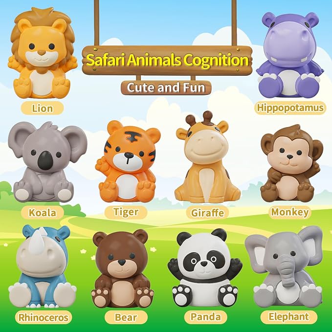 Learning Toy for Toddlers 1 2 3 Year Old, Montessori Educational Counting, Matching & Sorting Sensory Toys, 10 Safari Animals & 10 Zoos, Birthday Easter Gift for Baby Boy Girl Age 12-18 Months | 10 Zoo Animal Toys & 10 Barns, Counting, Matching & Sorti...