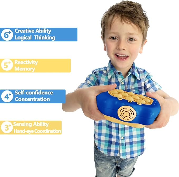 Intoypad Pop The Target! Handheld Speed Push Fidget Toy for Kids Adult Blue | A Fun Multiplayer Game Sensory Fidget ADHD Autism Toys Birthday Gifts for 6 7 8 9 10 11 12 Years Old Kids Road Trip Car Games