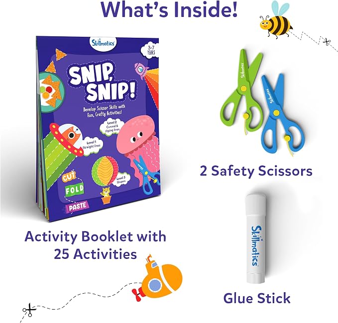 Skillmatics Aqua Puffs Just Cool Things & Snip, Snip! Multi-Theme Bundle, DIY Creative Activity, Gifts for Boys & Girls Ages 3, 4, 5, 6, 7, 8, 9,10