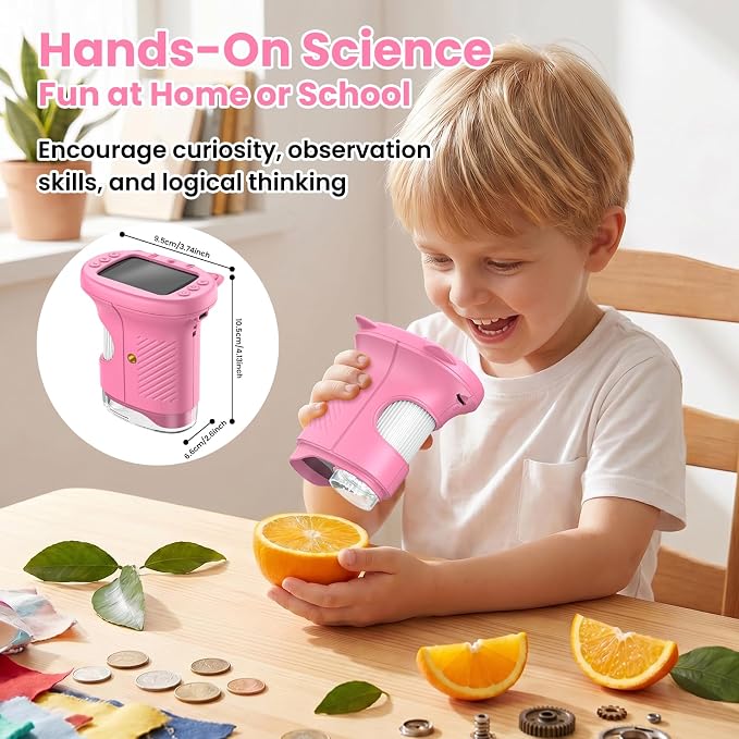Alotwan Kids Microscope Handheld Digital 1000X, Miniscope for Girls Age 3-8