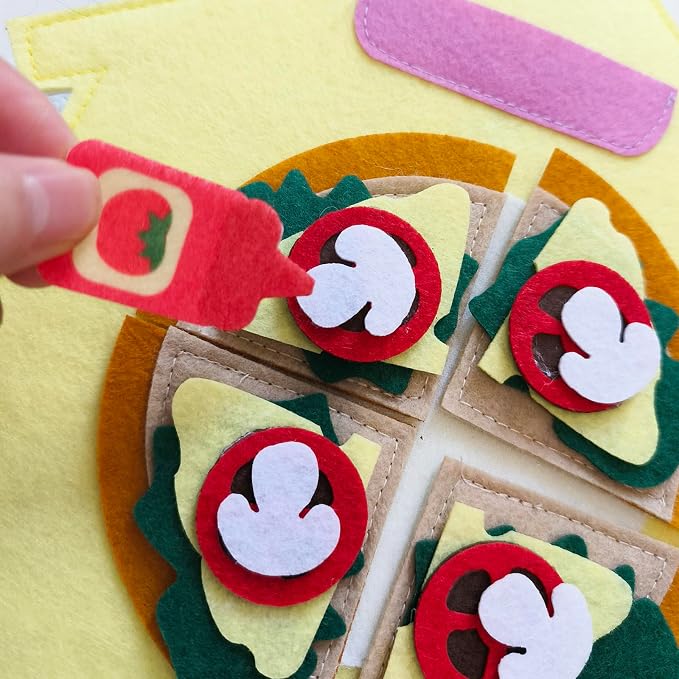 Quiet Book for Toddlers 1-3,Fun Interactive Busy Book with Cooking,Fishing,Planting,Pizza Making & Dinner Prep – Montessori Toy (Kitchen Story)