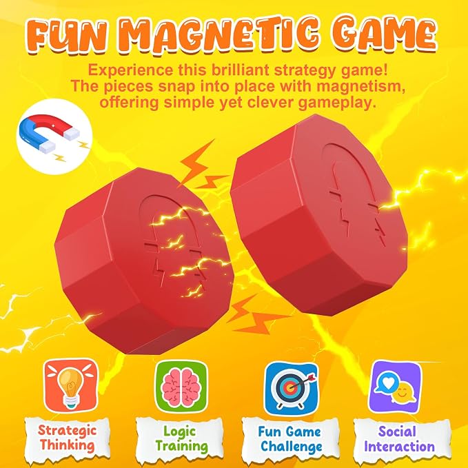 LLESSOO Magnet Chess Game Magnet Game with String, Strategy Board Games for Family, Party, Travel & Camping, Games for Kids 8-12 & Adults, 20 Chess Pieces, String and Storage Bag