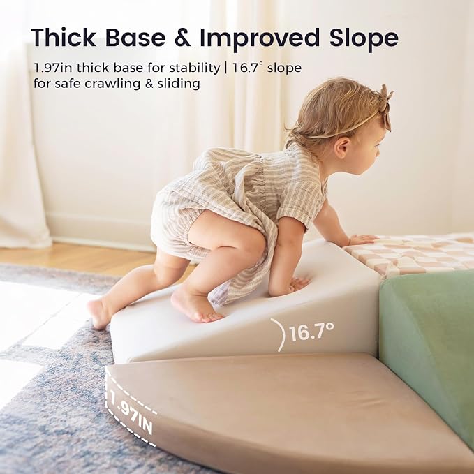 Tiny Land Soft Foam Climbing Blocks for Toddlers, 6-Piece Foam Blocks | Indoor Playground Baby Climbing Toys, Ideal Gift for Kids Activity Crawling and Sliding Foam Play Set (Vintage)