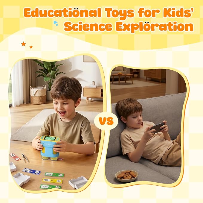 Handheld Microscope for Kids - HTVRONT 1000X Kids Microscope 2.0" HD Screen | 2-in-1 Microscope & Telescope, Kid-Friendly Operation, 4-Hour Extended Battery, Ideal Educational STEM Gift for Kids 3-12
