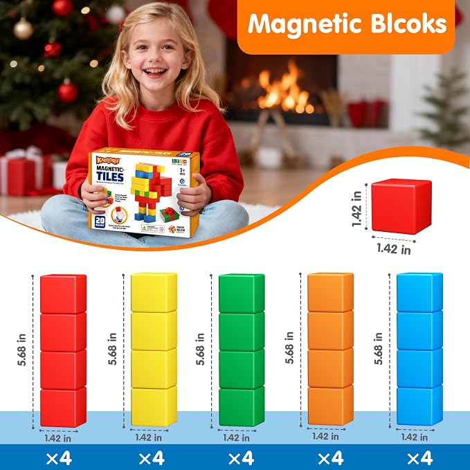 KAEILORU Magnetic Blocks for Toddlers Toys,1.42IN Magnetic Building Blocks | Magnetic Cubes for 3 4 5 6 7 8+Years Old Boys Girls, STEM Montessori Toy Educational Sensory Magnet Toy for Kids Age 3-5