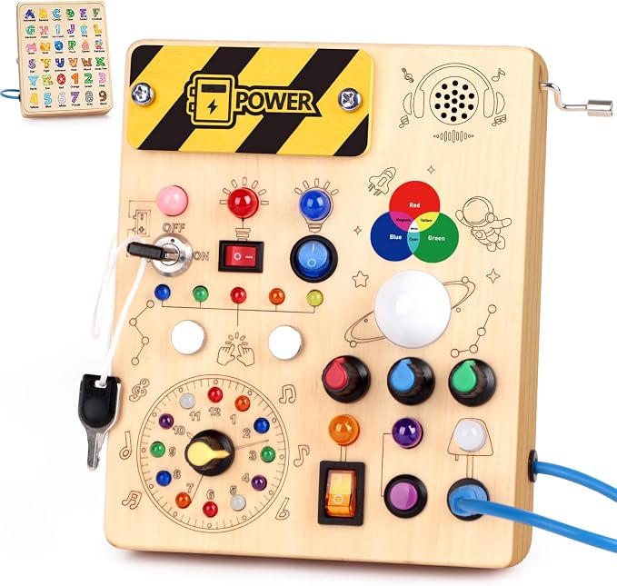 Grarain Busy Board for Toddlers - Montessori Educational Toy for 1-3 Year Old Boys & Girls | Travel-Friendly Sensory Learning Activity | Ideal for Kids with Autism(Busy Board v5)