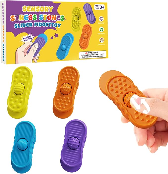 Silicone Sensory Fidget Toy for Kids and Adults, Quiet Tactile Toy 4 Pack | SILICONE TACTILE DESIGN: Features a silicone surface for touch-based interaction during everyday fidget play