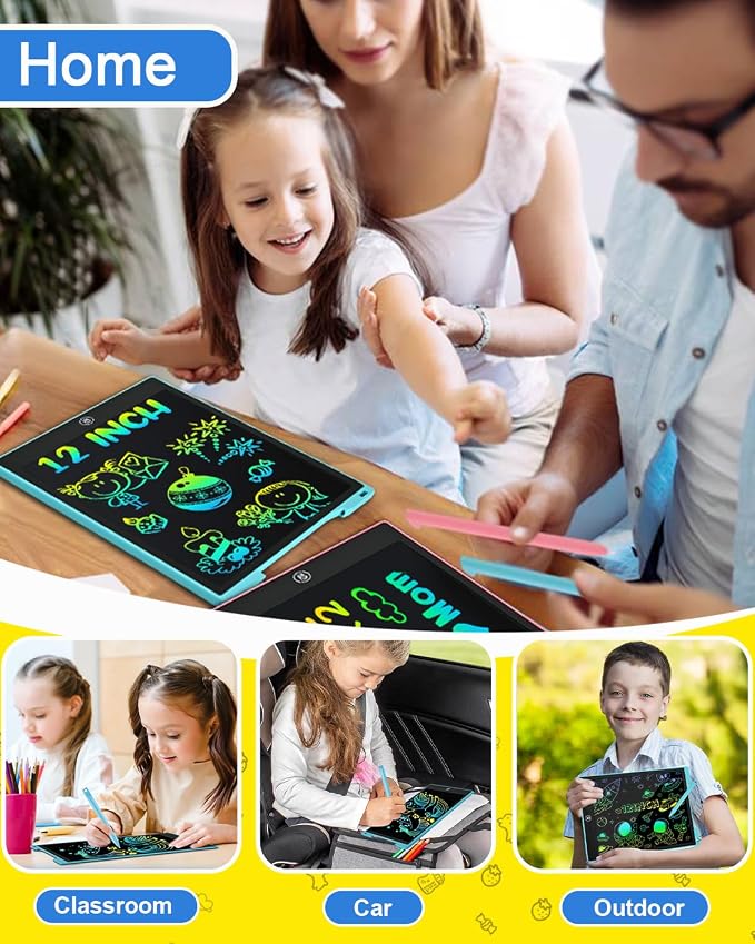 cimetech LCD Writing Tablet, 12 Inch Colorful Drawing Pad for Kids | Toys Gifts for 3-8 Year Old Girls Boys, Christmas Stocking Stuffers Birthday Gifts for Toddler Travel Activities, Blue