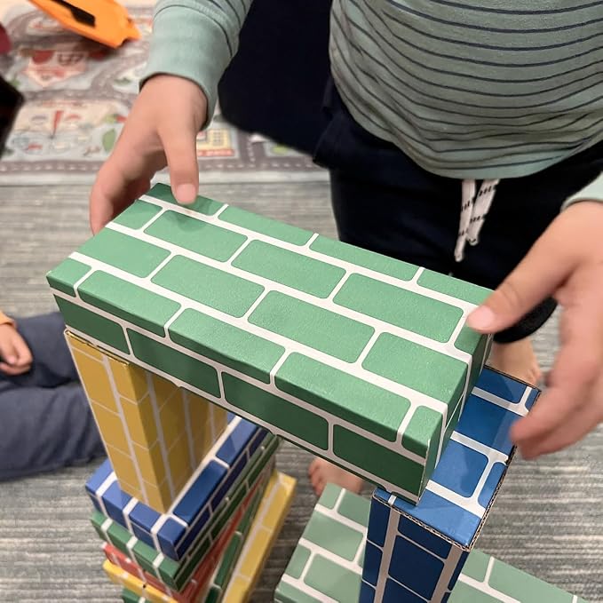 Lillian Vernon Primary Building Bricks | Set of 24 Kids Cardboard Blocks , Each 9" x 4" x 2"