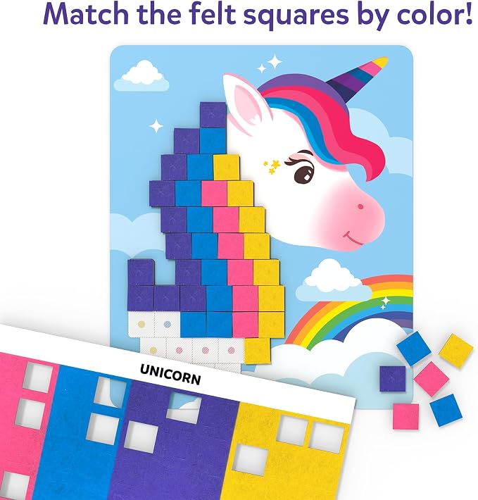 Skillmatics Felt Fun – Unicorns & Princesses, 3D Mosaic Art & Craft Kits | Reusable Color Matching Activity, Mess-Free, Travel Toy, Arts & Crafts, Fine Motor Skills, Girls & Boys Ages 3, 4, 5, 6, 7, 8