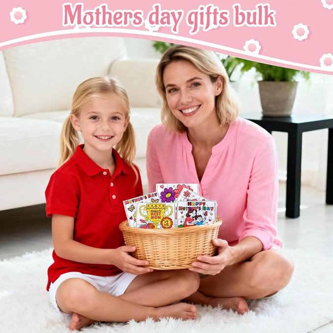 24 Set Mothers Day Crafts for Kids Classroom Bulk, Mother's Day Arts and Crafts DIY Paper Jigsaw Puzzle with Flower Bear Heart, Spring Activities Painting Kits for School Gifts Party Favors & Goodies
