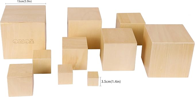 TOWO Wooden Stacking Boxes, Natural Wood Sorting Cups for Toddlers | Wooden stacking cubes support nesting, sorting and early learning; Montessori toy for toddlers age 2+