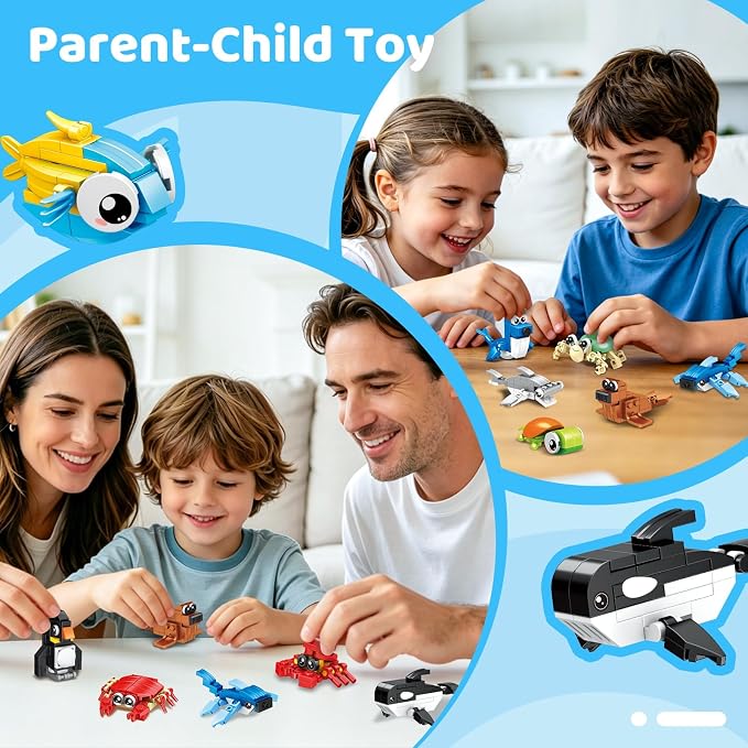 Mini Building Blocks Sets Party Favors for Kids 4-8, 36PCS | Ocean Animals Small Building Block Sets, Goodie Bag Stuffers for Kids, Treasure Box Prizes, Pinata Stuffers for Kids