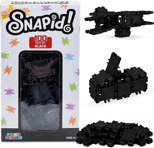 100 Piece Black Snap Connecting Building Toy Set for Kids