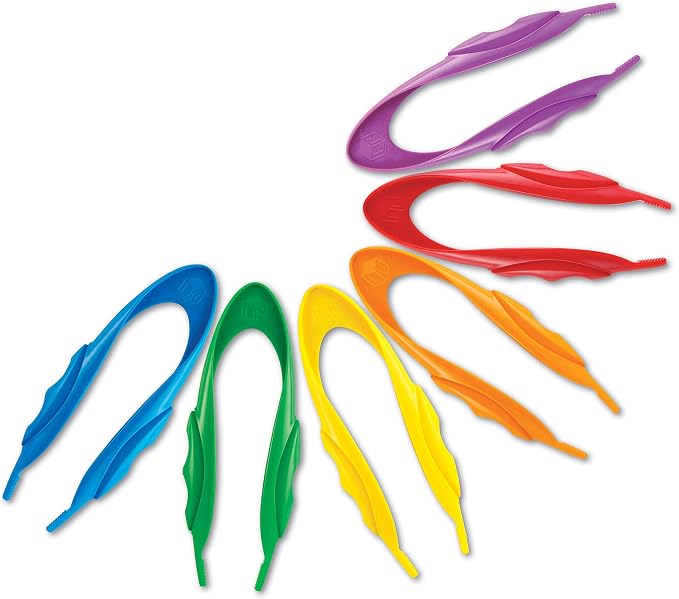Learning Resources Jumbo Tweezers, Set Of 12, Sorting & Counting, Preschool Science, Homeschool, Toddler Fine Motor Skill Development (Pack of 12)