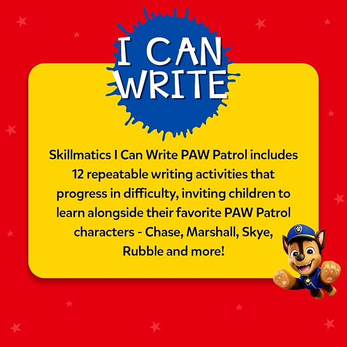 Skillmatics I Can Write – PAW Patrol, Preschool Learning Activity Toy | Reusable Write and Wipe Mats, Educational Book, Back to School, Montessori Gifts for Students, Kids, Toddlers Ages 3, 4, 5, 6